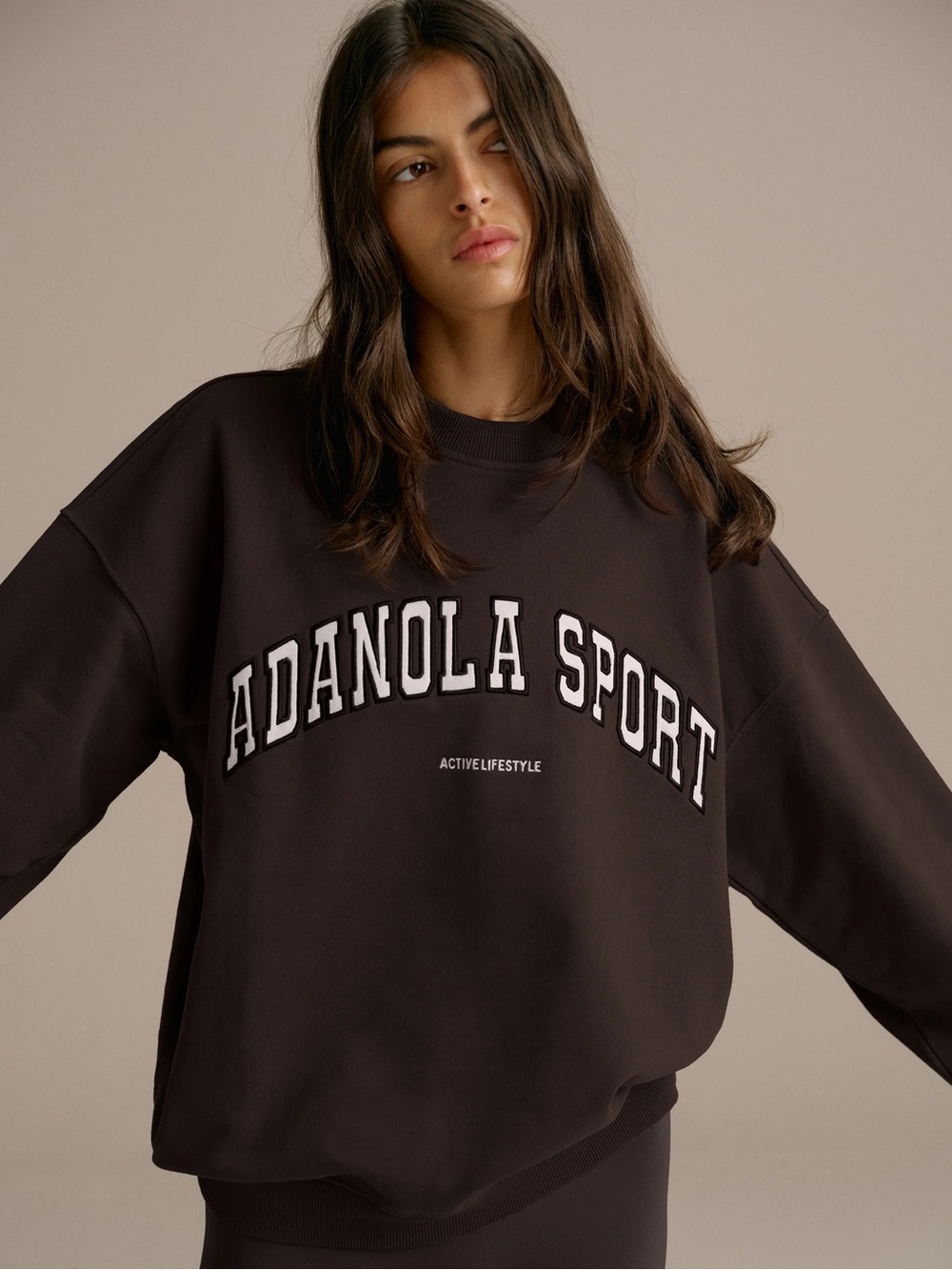 Adanola Black Crewneck Sweatshirt with White Lettering